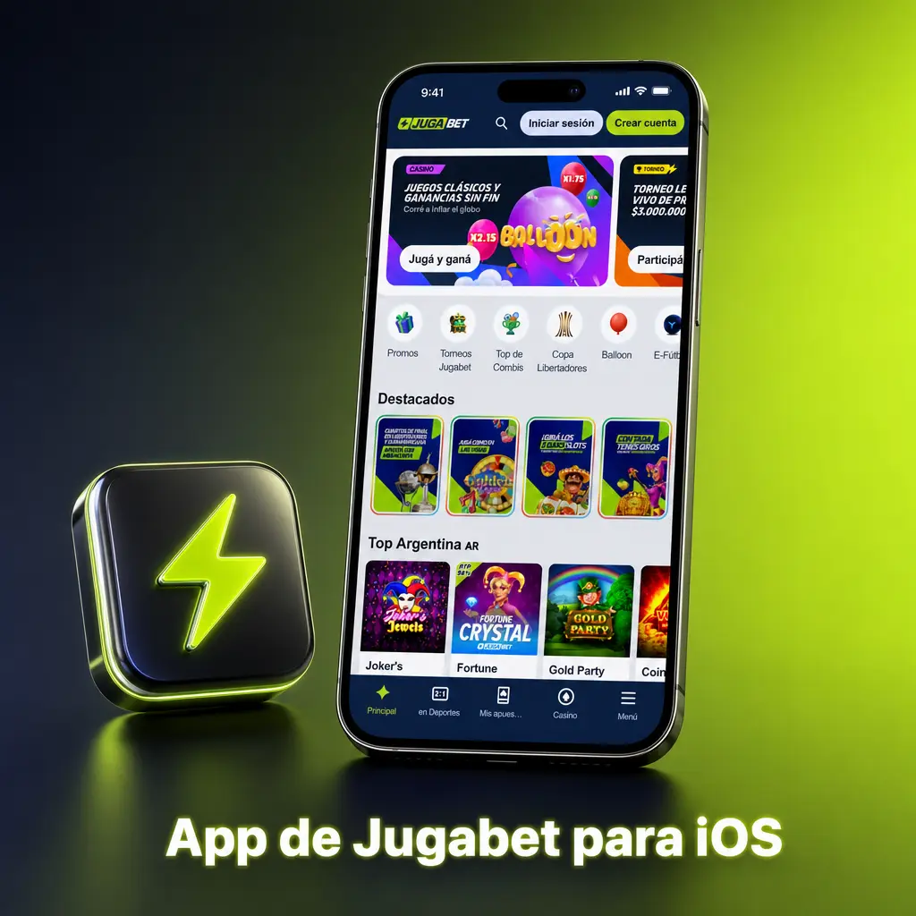 App de Jugabet para iOS en iPhone y iPad con apuestas deportivas, casino en vivo y gestión de cuenta