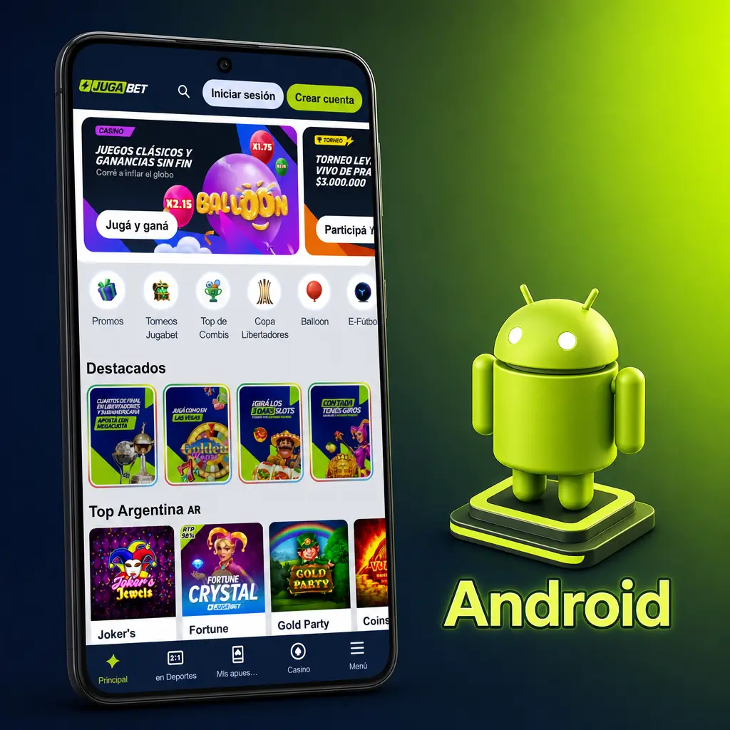Descarga la app de Jugabet para Android en formato APK compatible con Android 5.0 o superior