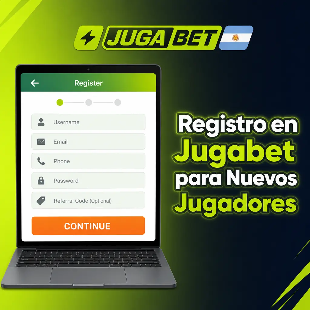 Formulario de registro en Jugabet para nuevos jugadores con bono de bienvenida del 100% hasta ARS 200.000